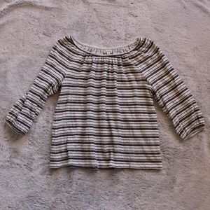 Max Studio - Peasant Blouse - Black/White Stripe
